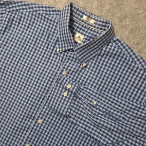 Peter‎ Millar Button Down Shirt Mens XL Blue Gingham Plaid Cotton Long Sleeve